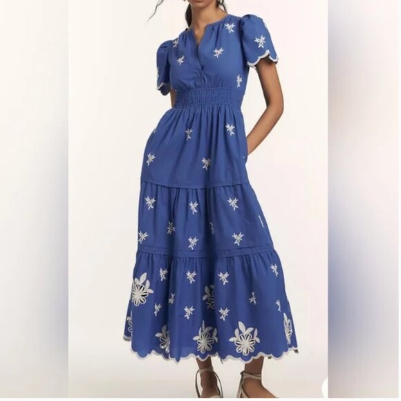 Anthropologie Somerset Maxi Blue Dress size L - Picture 1 of 7